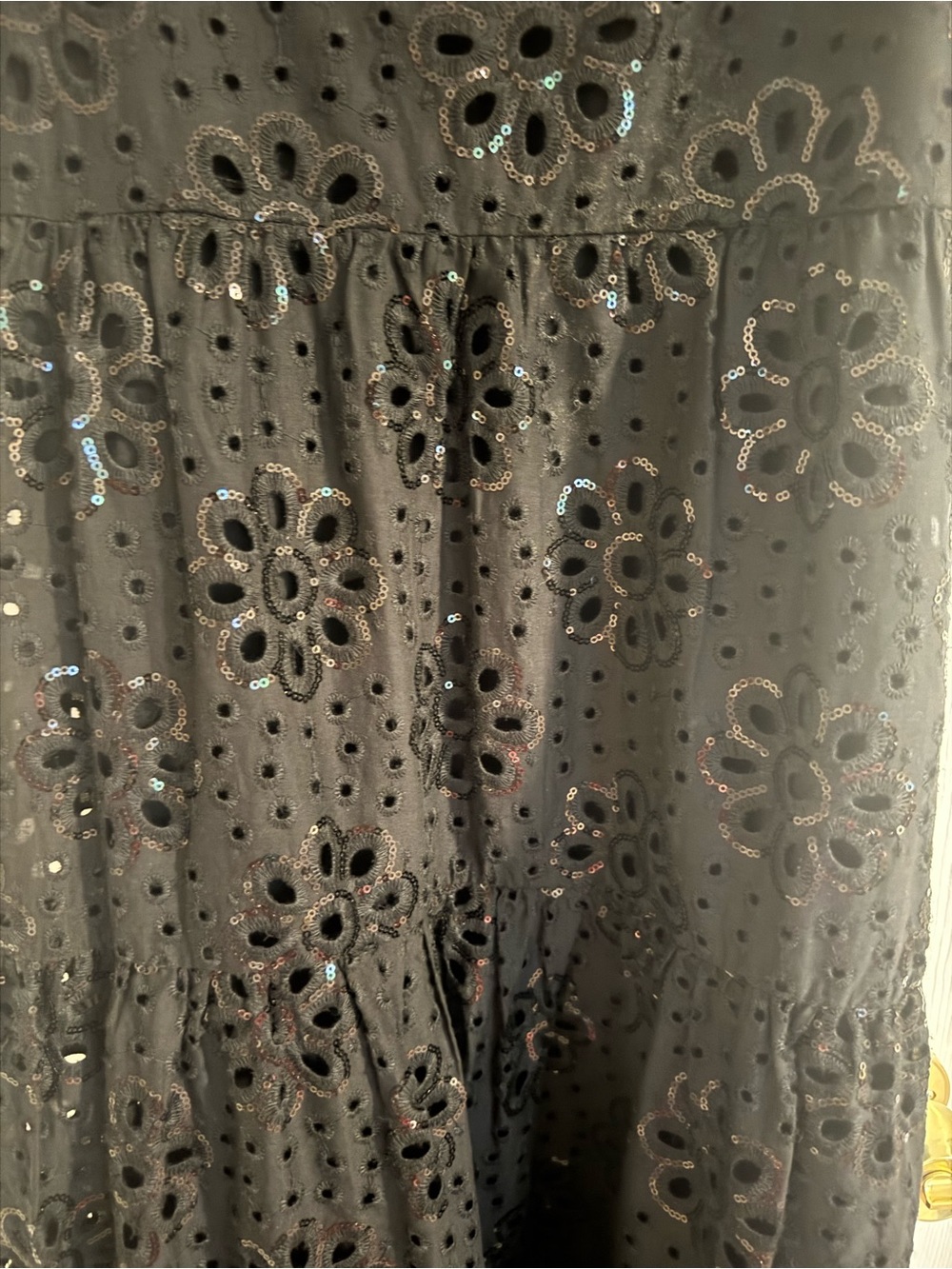 Desigual Black Eyelet Sequin Leah Midi Dress with Striped Straps Sz L US 10 - Picture 16 of 16